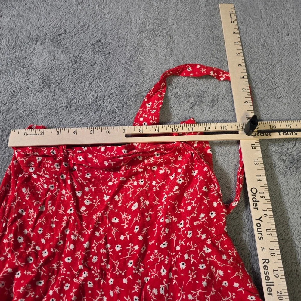 Zara Womens S Mini Skirt Red Floral Wrap Tie Waist Ruffle Hem Summer Cottagecore